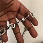 Vintage Silver square pearl stones pearl long necklace with magnetic closure Photo 1