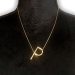 Gold Initial Pendant Necklace Letters A Photo 0