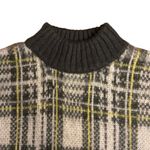 Nine West  fuzzy, mock turtleneck sweater in yellow & gray plaid size large Photo 6