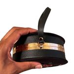 Round Black Floral Purse with Leather Strap Photo 6