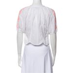 Melissa Odabash Embroidered Peasant Blouse Crop Top White Neon Coral Summery sz8 Photo 4