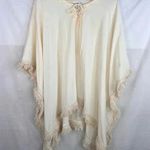 Others Follow Anthropologie Cream Fringe Poncho One Size Womens Boho Lagenlook Photo 0