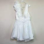 Mac Duggal Ieena 48952D White Ruffled Shoulder Short Dress 10 NEW Photo 1