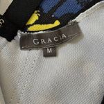 Gracia  Bodycon Bandage Dress Sz‎ M Blue Yellow Midi Butterfly Floral Photo 3