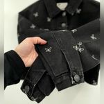 Stoosh Vintage Denim Butterfly Cropped Jean Jacket Black Size Small Button Front Photo 7