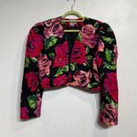 Nuit Black Floral Silk Cropped Vintage Bolero Jacket Sz M Size M Photo 1