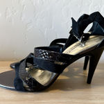 Kenneth Cole Kenneth‎ Cole | Y2K Vintage Leather Black Croc Embossed Strappy Heels, Size 7 Photo 0