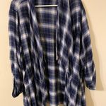 Lane Bryant  Navy Blue/White Plaid Women's Long Sleeve Open‎ Cape Photo 0