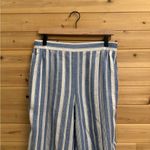 Maeve By Anthropologie Size 10 Linen Blend Vertical Striped Straight Leg Pants Photo 3
