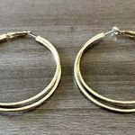 Satin & Polished Hold Double Hoop Earrings Gold Photo 0