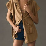 Pilcro Anthropologie  side tie hooded poncho vest in camel colored tan. Size XS Photo 0