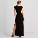 Ralph Lauren Lauren Jersey Off-the-Shoulder Side-Slit Column Gown, SZ 6 NWT $225 Photo 2