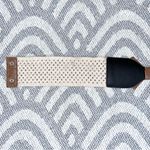 Faux Leather Cognac Brown Cream Crochet Waist Belt Small Photo 4