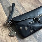 Necessary Objects  Black Leather Folder Clutch Bag Magnetic Closure Black Silver Photo 2