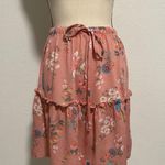 Shosho Mini Skirt Pink Floral Pull On Elastic Waist Photo 0
