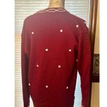 VINTAGE Joyce Medium Burgundy Cardigan with landscape & heart/dots Red Photo 7