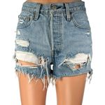 Levi's 501 Women's Blue High Rise Distressed Cut Off Denim Jeans Shorts Size S Photo 0