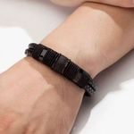 Vintage Woven Leather Rope Wrap Bracelets For Men Classic Stainless Steel Bangle Black Photo 0