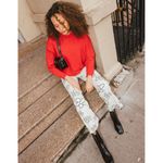 Bailey Rose XS Cream Black Outline Daisy Wide Leg Pants Retro Floral Y2K Street White Photo 1