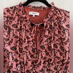 SUNCOO Robe Celeste Pink Paisley Metallic Ruffle Mini Dress T0 Size Small Photo 2