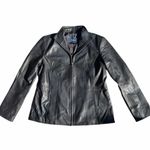 Cole Haan $450 Women's Wing Collar Leather Lambskin Coat Large Black Authentic Photo 7