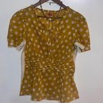 Tory Burch polka dot short sleeve blouse in mustard yellow Photo 0