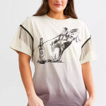 Buckle Cream and Black Lone Star Cowboy Oversized T-Shirt Size Small Western Photo 0