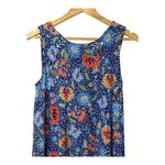 Loft  Floral Sleeveless Dress Blue Red Flowers Cutout Back Casual‎ Size XS Photo 3