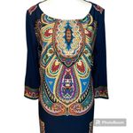 London Times  Stained Glass Baroque Shift Skimmer Dress Size 12 Navy Colorful Photo 1