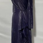 & Other Stories & Other Stories Sheer Metallic Long Sleeve Midi Wrap Dress Navy Blue Size 2 Photo 6
