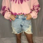 Cloud Ten Asymmetrical Distressed Denim Shorts  Photo 1