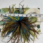 CLUTCH WITH FEATHER EMBELLISHMENT BLUE TAN BROWN GREEN SATIN SILK LINEN?MATERIAL Photo 9