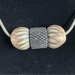 Sterling Silver Necklace with Beaded Pendant Boho Style 18” Tube Chain Stamped Photo 1