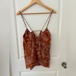 ZARA NWT  100% Cupro Camisole Flowy Tank Women's S Burnt Brown Paisley Photo 2