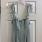 BHLDN Diana Sage green mint gown ruffle slit med Photo 4