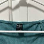 SheIn Turquoise Square Neck Crop Top Short Sleeve Photo 2