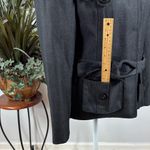 Anne Klein  Women’s Charcoal Belted Utility Jacket Size 4 High Neck Snaps Front Photo 3