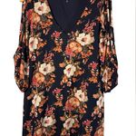 Lulu's Navy and Orange Floral Dress Sz S Blue Photo 0
