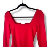 Jun & Ivy NWT Francesca's Red Square Neck Long Sleeve Fitted Bodysuit Small Photo 3