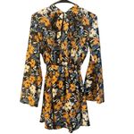 SheIn  Black & Orange Multicolor Floral Open Back High Neck Dress Women Sz XS Photo 1