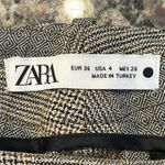 ZARA  Plaid Ankle Pants Black Tan Houndtooth Size 4 EUC #5612 Photo 6