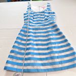 Lilly Pulitzer Lilly‎ Pulitzer Blue Stripe Floral Embroidery Sleeveless Flare Joslin Dress Sz 6 Photo 8