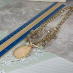 Multi layered faceted pastel stones with a teardrop peach decor boutique Gold Photo 4