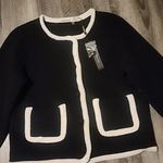 Elie Tahari  BLACK & CREAM CARDIGAN SIZE M Photo 3