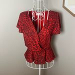 Fame and Partners Women’s Red The Laura Top Wrap Blouse Flutter Sleeves Size 0 Photo 1
