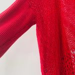 Eileen Fisher Red Open Front Drape Mixed Knit Silk Cardigan Size Small Red Photo 10