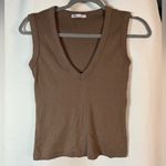 ZARA  Brown Deep Plunge V Neck Cropped Tank Top Size Small Photo 1