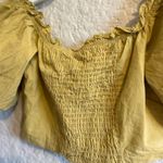Molly green Yellow Puff Sleeve off the shoulder Crop Top womens size medium Photo 6
