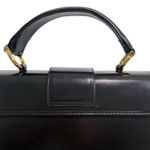 Vintage Dofan Paris Leather Handbag Black Gold Buckle Structured Top Handle Photo 6