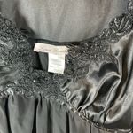 Linea Donatella  Black Satin Robe with Lace Detail Photo 5